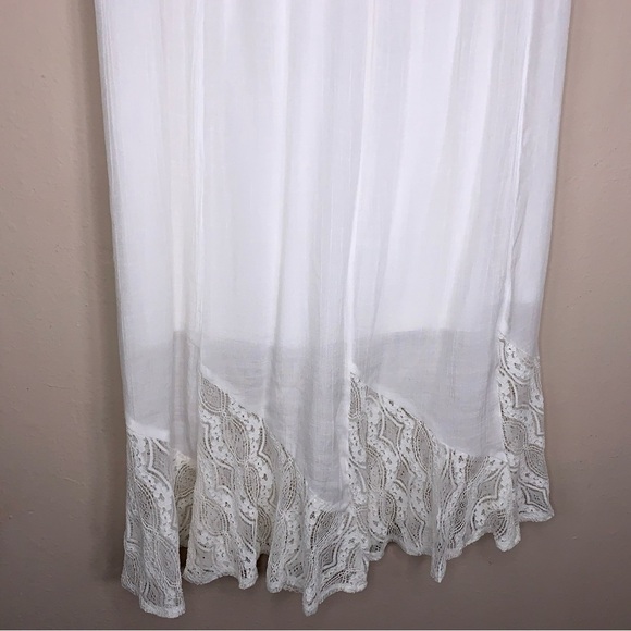 NEW Medium Apt 9 White Skirt Lace Accent Elastic Waistband Boho Bohemian Lined - Picture 5 of 16